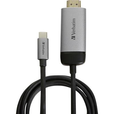 USB-C-naar-HDMI-adapterkabel van Verbatim. Toont adapter en kabel, handig voor het aansluiten van apparaten met HDMI-poorten.
