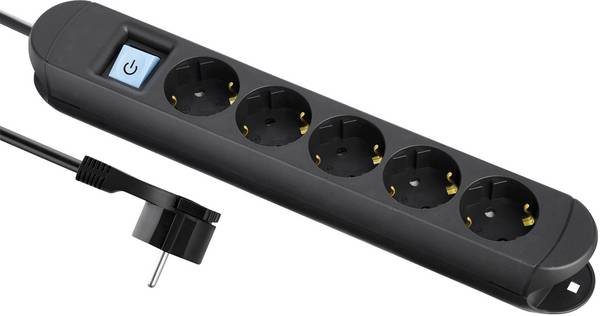 Maxtrack NV 57-1,5 L Stekkerdoos met schakelaar Zwart Randaarde stekker 1 stuk(s)