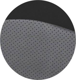 Zwart-grijs materiaal met een fijne puntstructuur, mogelijk geschikt voor textiel of bekleding.