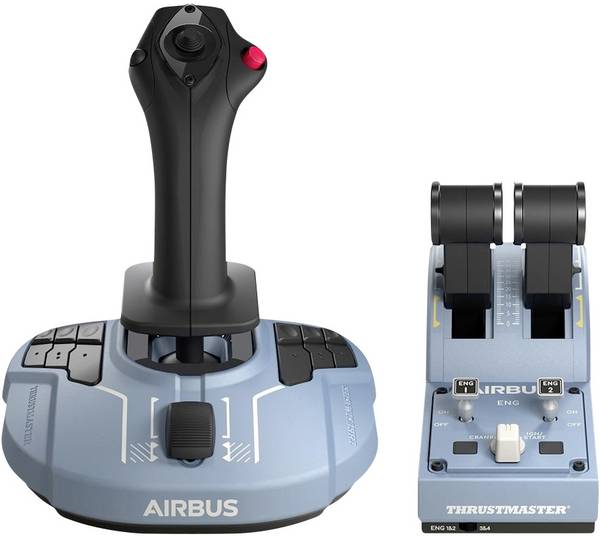Thrustmaster TCA Officer Pack Airbus Edition Joystick USB PC Blauw, Zwart Incl. schuifregelaar