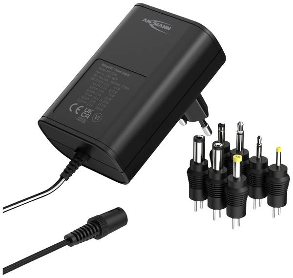 Ansmann 1201-0024 Stekkernetvoeding, instelbaar 12 V/DC, 9 V/DC, 7.5 V/DC, 6 V, 4.5 V/DC, 3 V 1500 mA 18 W