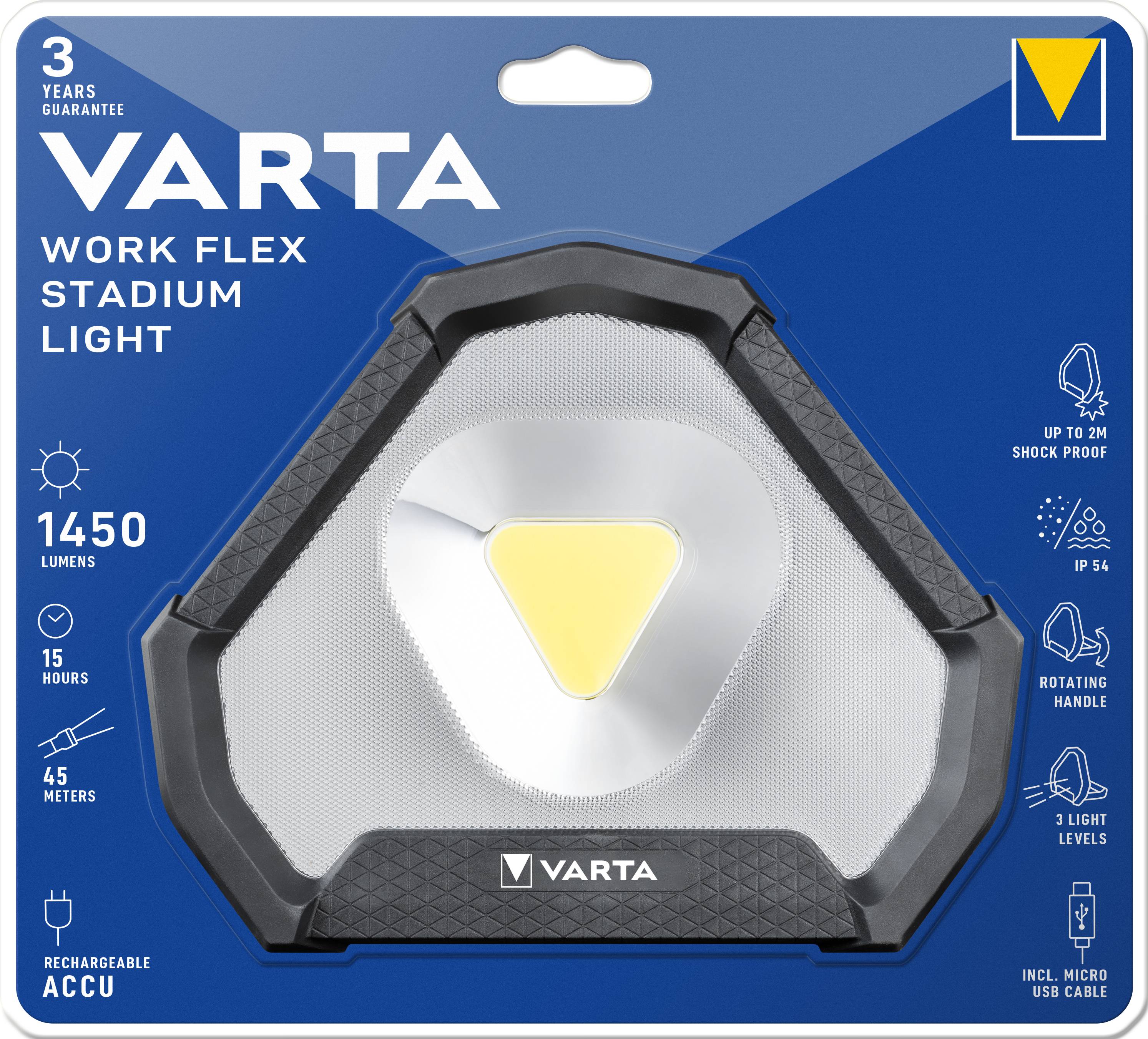 Varta 18647101401 Work Flex Stadium Light LED Werklamp werkt op een accu 12 W 1450 lm-6