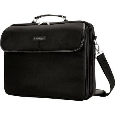 Zwarte aktetas met schouderband en handvat, geschikt voor het vervoeren van laptops of documenten, met een minimalistisch design.