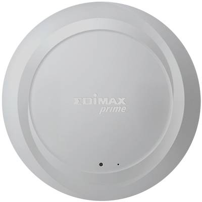 Rond, wit elektronisch apparaat met 'EDIMAX prime' in het midden.