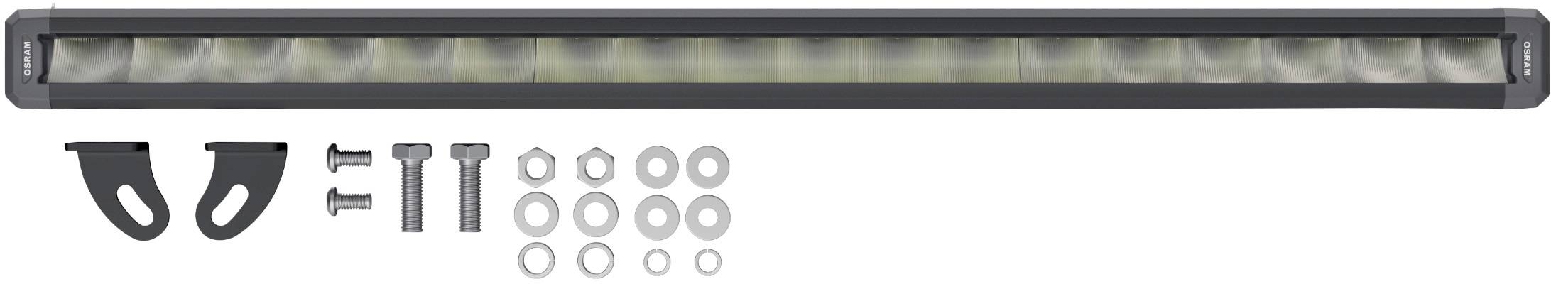 LED-lichtbalk met bevestigingsmaterialen en schroeven, geschikt voor voertuigverlichting of montage van werkverlichting.