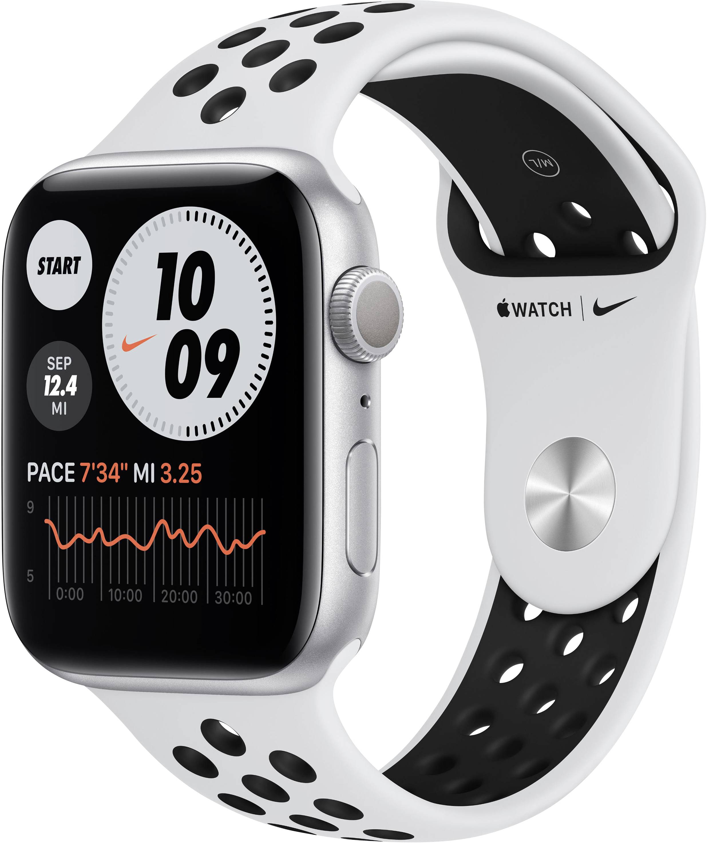 Apple Watch Series 6 Nike Edition GPS 44 mm Aluminium kast Zilver Sportband  Pure Platinum Black | Conrad.be