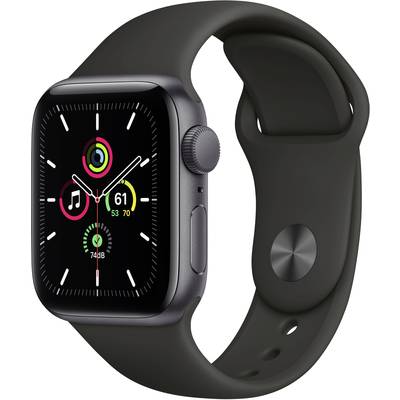 Apple Watch SE GPS 40 mm Aluminium kast Space grijs Sportband Zwart  