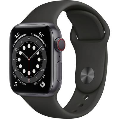 Apple Watch Series 6 GPS 40 mm Aluminium kast Space grijs Sportband Zwart  