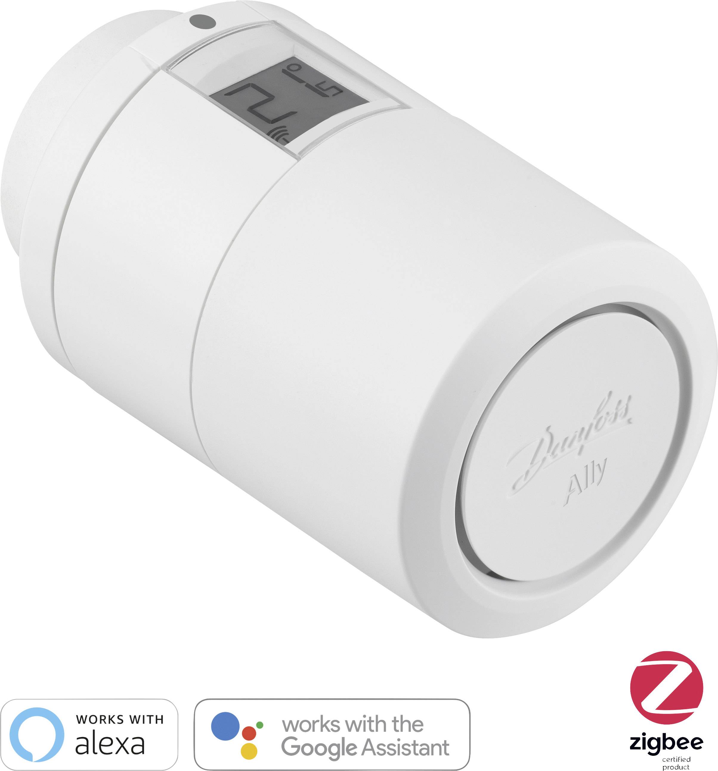 Elektronische radiatorthermostaat met LED-display, compatibel met Amazon Alexa, Google Assistant en Zigbee.