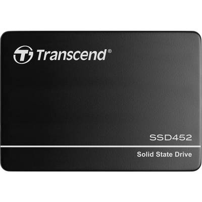 Zwarte Solid State Drive van Transcend, model SSD452, met wit logo en opschrift 'Solid State Drive' rechtsonder.