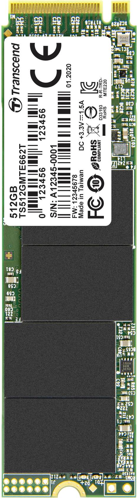Transcend MTE662T - SSD - 512 GB - intern - M.2 2280 (dubbelzijdig)