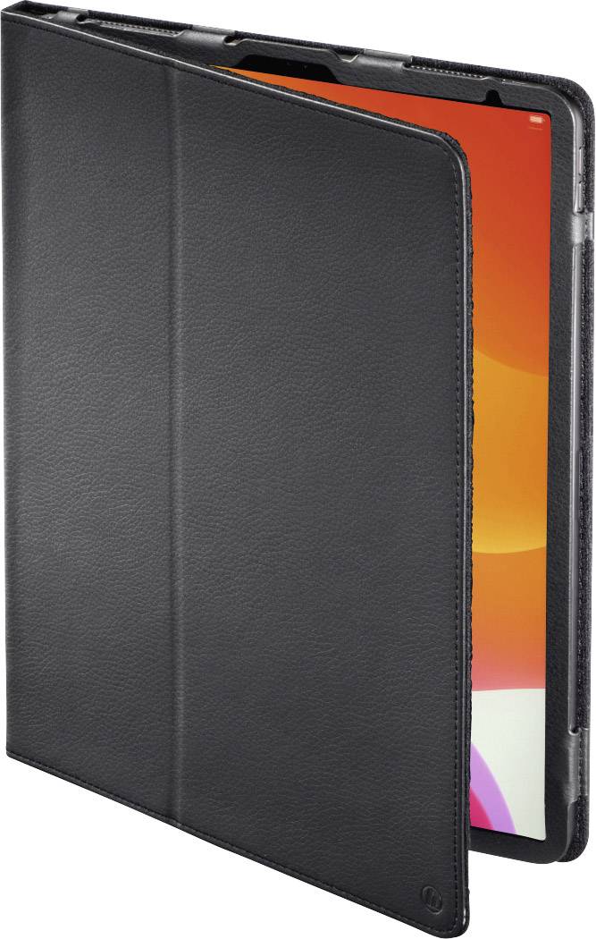 Zwarte tablethoes met geopende cover, toont lichte opening voor schermgebruik.