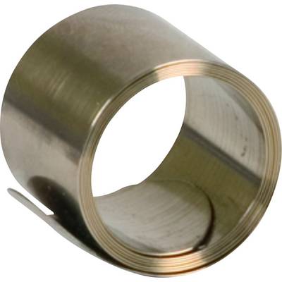 Metalen spoel gemaakt van glanzend materiaal, opgerold tot een ring.