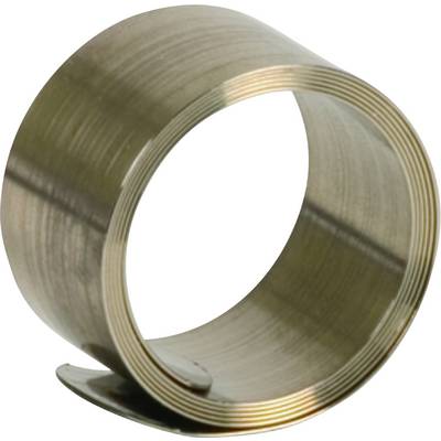 Een spiraalvormige metalen veer met brede windingen, geschikt voor mechanische toepassingen.