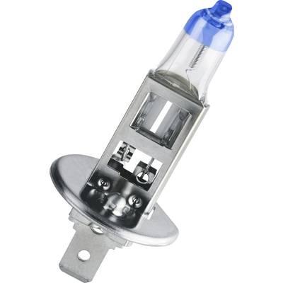 Een halogeenlamp met metalen behuizing en blauwe glazen kop, vaak gebruikt in voertuigen voor verlichting.