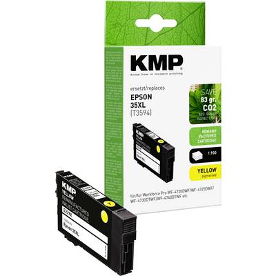 'KMP gereviseerde gele inktcartridge, vervangt Epson 35XL (T3594), compatibel met specifieke Epson Workforce Pro modellen.'