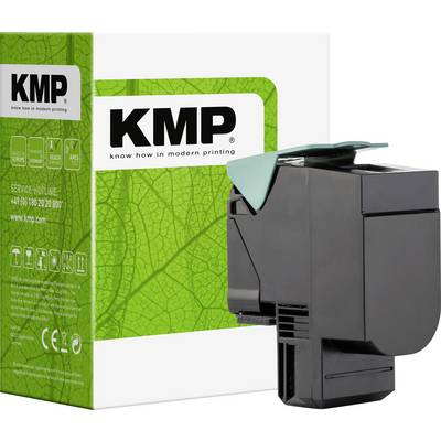 KMP-printertoner naast de groene en witte verpakkingsdoos op een witte achtergrond.