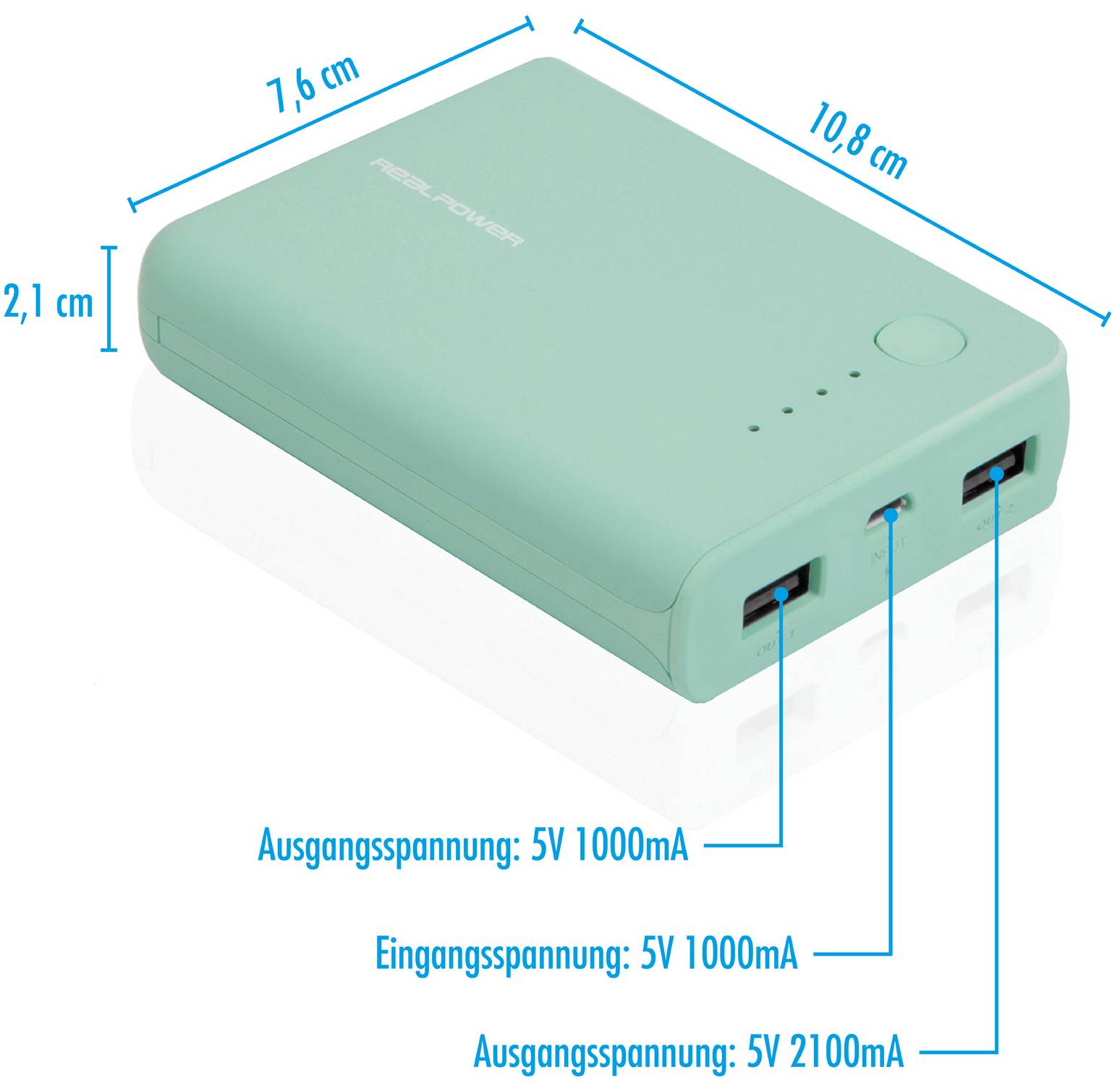 RealPower PB-10k Powerbank 10000 mAh Li-ion Opal Blue-3