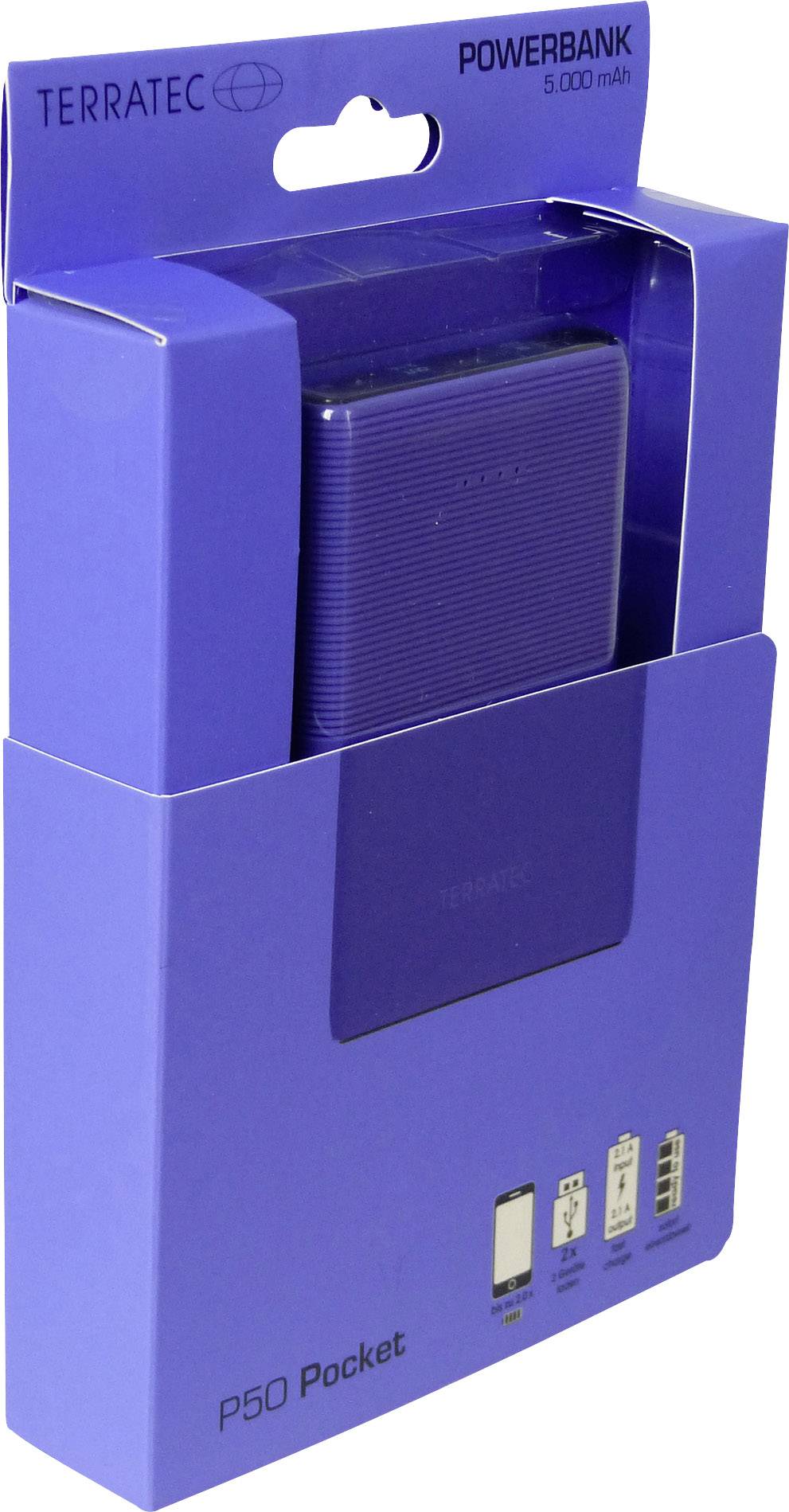 Terratec P50 Powerbank 5000 mAh LiPo Blauw-1