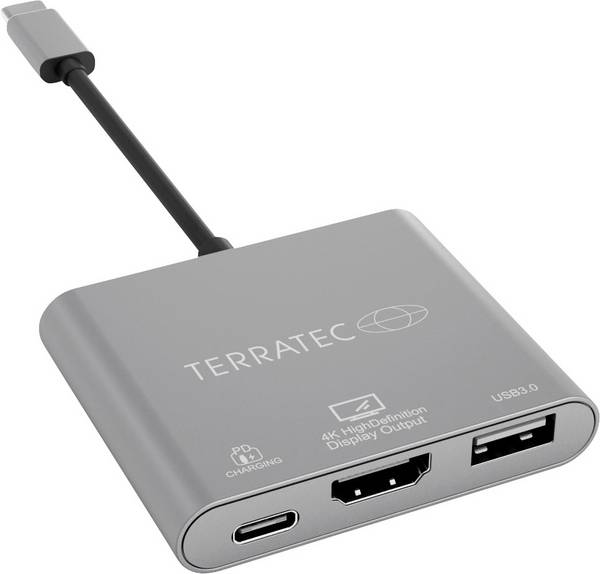 TERRATEC-adapter Sluit C3 USB-C -> USB-C PD/HDMI/USB3.0 aan