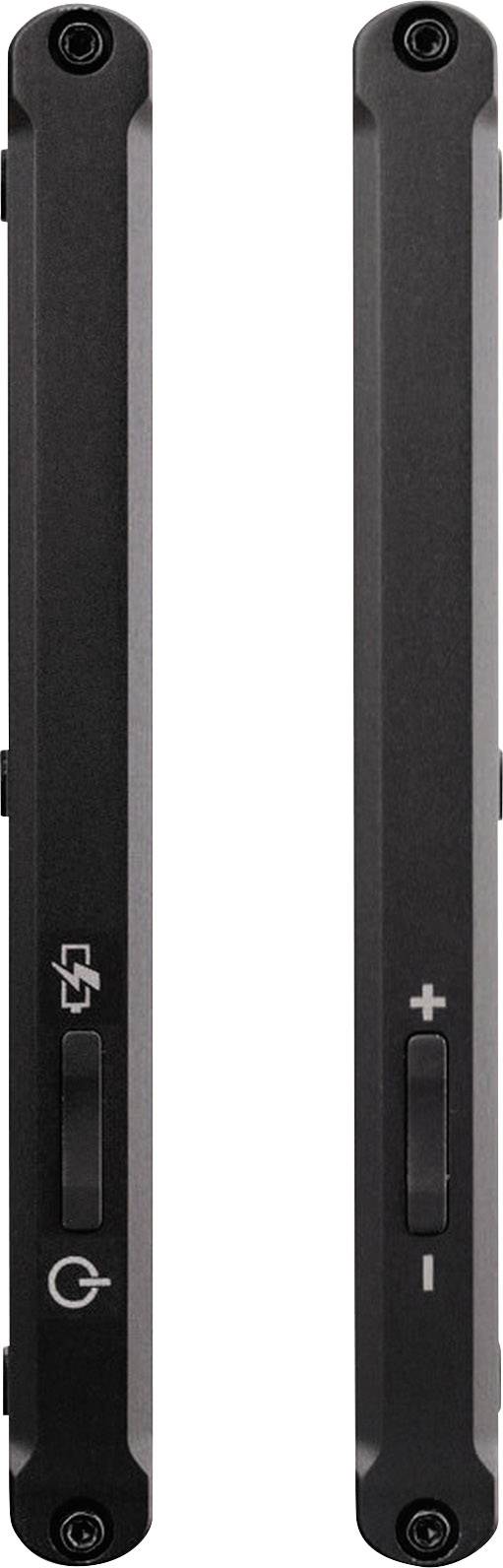 Twee zwarte smartphoneranden: de linker toont aan de aan/uit-knop en ventilatiesleuven, de rechter toont volumeknoppen.