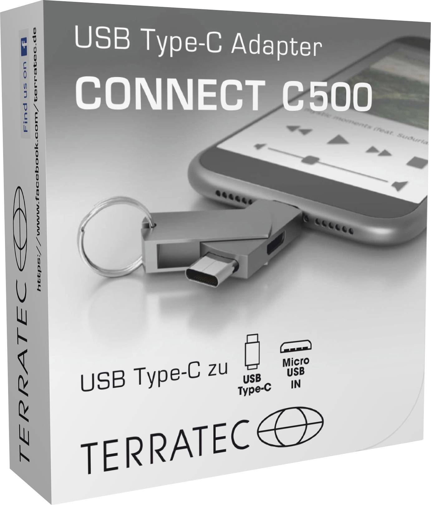Terratec USB 2.0 Adapter [1x Micro-USB-bus - 1x USB-C stekker] CONNECT C500 0 mm-2