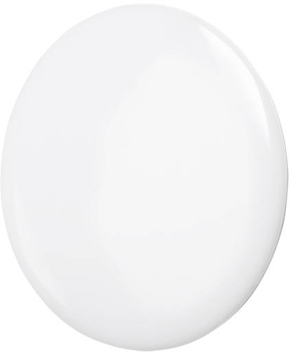 Een gladde, glanzende witte ovale oppervlakte, mogelijk een modern designobject of onderdeel van een apparaat.