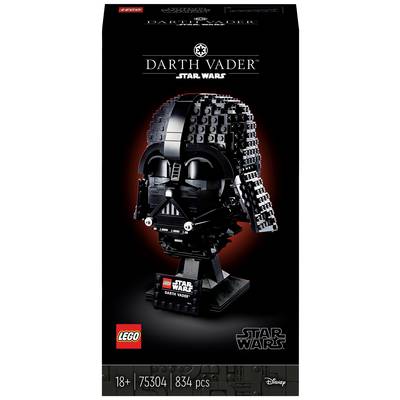 Lego-set verpakking voor 'Darth Vader Helm'. Bevat 834 onderdelen. Geschikt voor 18+. Star Wars-thema, officieel gelicenseerd product.