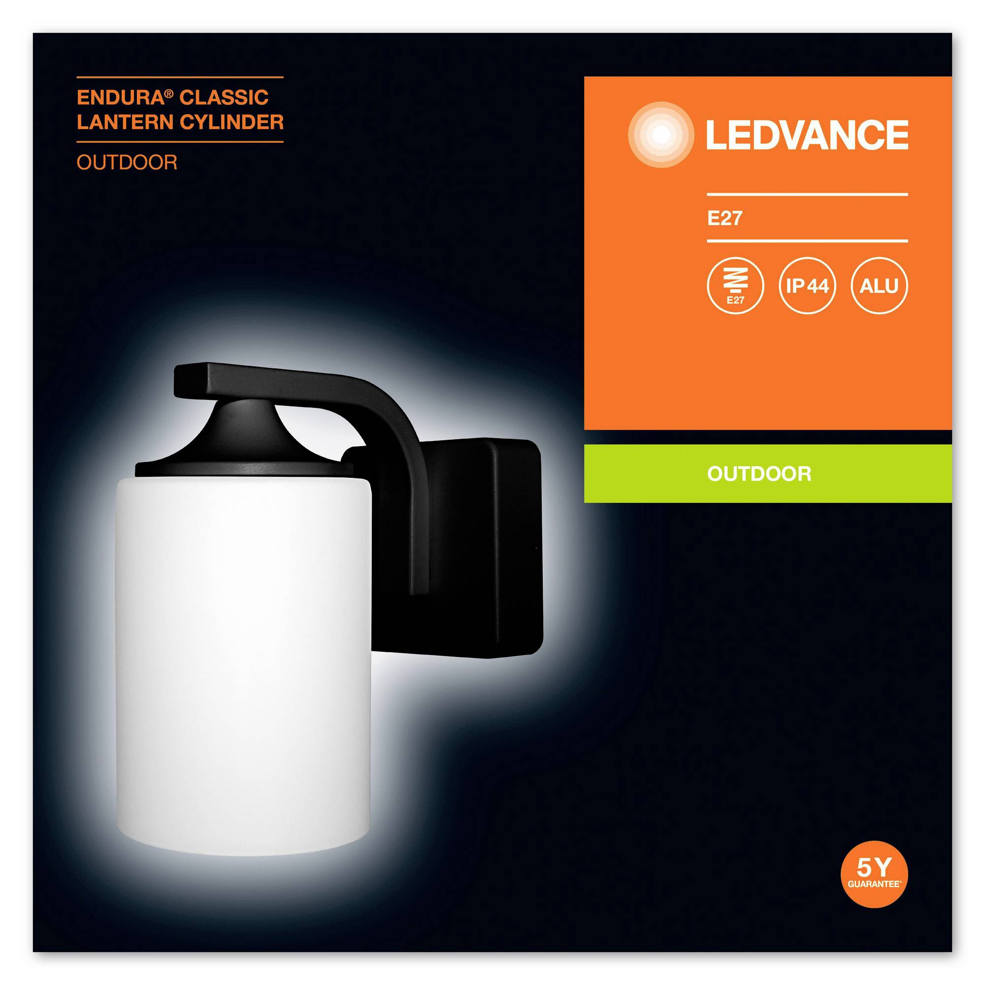 Endura Classic Lantaarn Cilinder Buitenwandlamp, LEDVANCE, E27, IP44, Aluminium, met 5 jaar garantie.