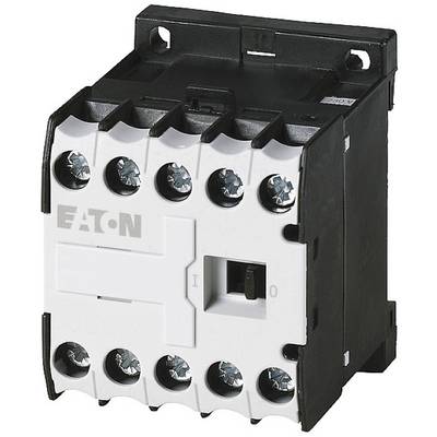 Een zwart en wit elektrisch relais met de opdruk 'EATON' en schakelaar, gebruikt voor het besturen van elektrische circuits.