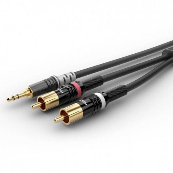 Sommer Cable HBP-3SC2-0030  Audio Aansluitkabel [1x Jackplug male 3,5 mm - 2x Cinch-stekker] 0.30 m Zwart