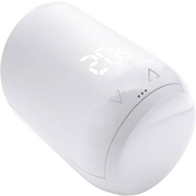 Een wit, draadloos thermostaat met digitale weergave toont '20,5'. Pijltoetsen voor temperatuurregeling bevinden zich eronder.