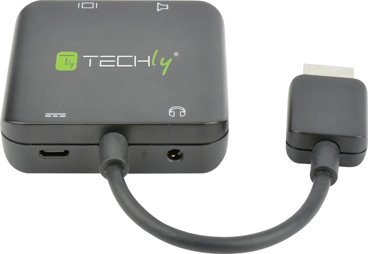 TECHly IDATA-HDMI-VGA8 HDMI / Stereo cinch (R/L) / Toslink / USB Adapter [1x HDMI-stekker - 1x HDMI-bus] Zwart 4K UHD-2