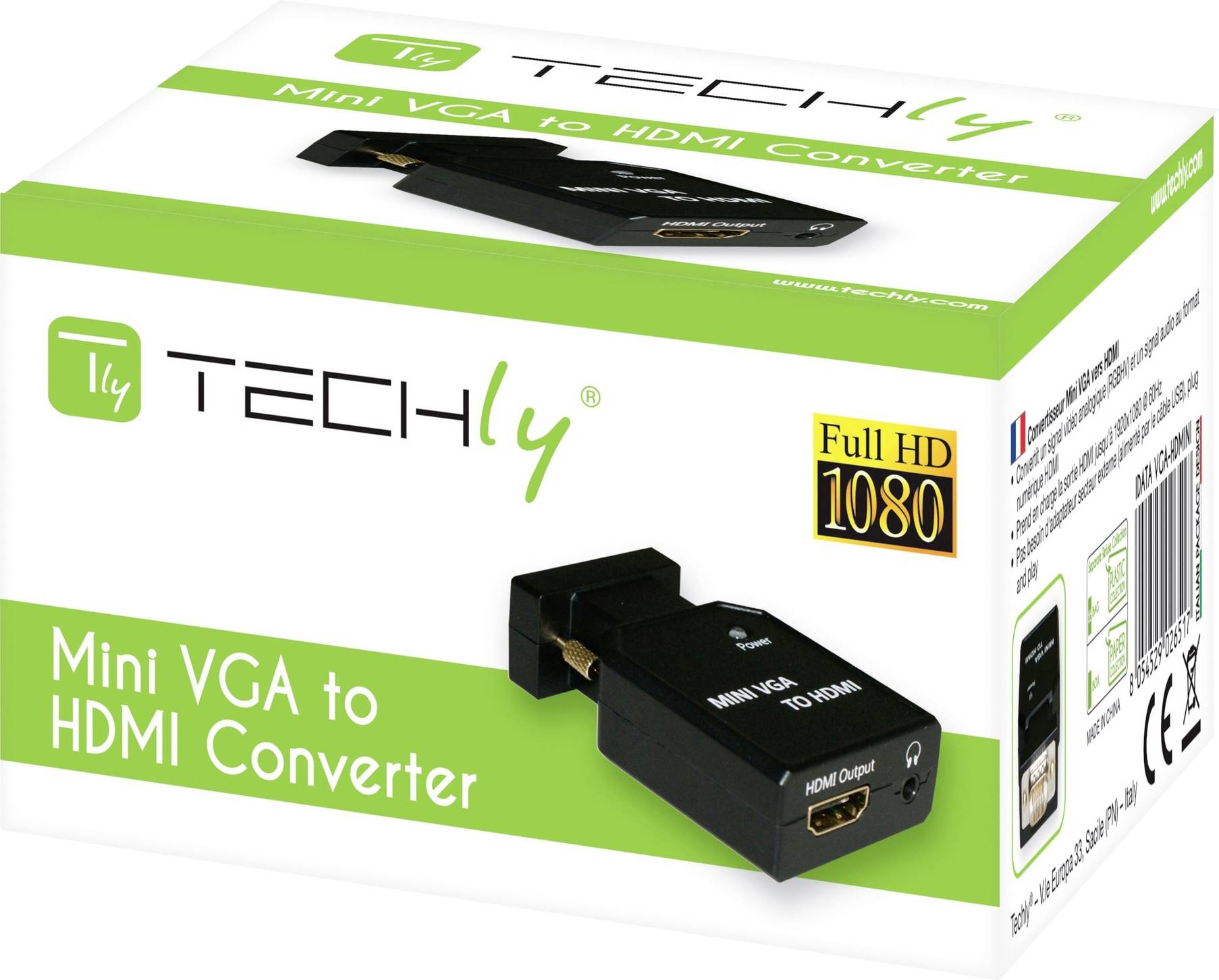 TECHly AV Converter IDATA-VGA-HDMINI [HDMI, Jackplug - VGA] 1920 x 1200 Pixel, 1680 x 1050 Pixel, 1440 x 900 Pixel, 1366-4