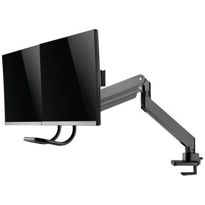 Zwenkarm met monitorsteun voor bevestiging aan een bureau, biedt flexibele positionering en eenvoudige installatie van beeldschermen.