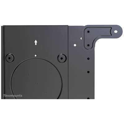 De afbeelding toont een zwarte metalen hoek met afgeronde en rechte kanten. Bovenaan bevindt zich een pijl die naar boven wijst.