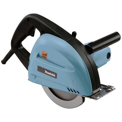 Elektrische handcirkelzaag met een blaue behuizing en zwarte handgreep. Geschikt voor nauwkeurig zagen van hout en andere materialen.