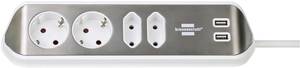 Conrad Brennenstuhl 1153590420 Bureaustekkerdoos 1 stuks Zilver, Wit Randaarde stekker 1 stuk(s) aanbieding