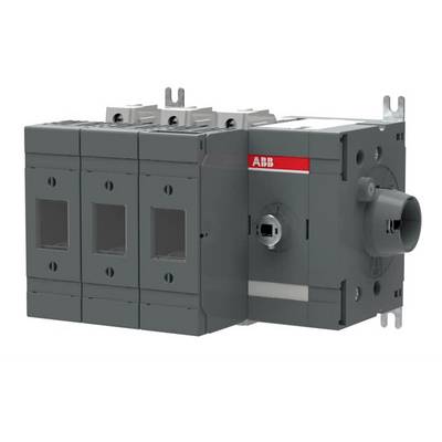 Een grijze lastscheidingsschakelaar van ABB met vier aansluitingen, gebruikt voor het veilig onderbreken van de elektrische stroom in elektrische installaties.