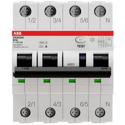 Een zekeringautomaat met zes schakelaars, gemarkeerd met nummers 1 tot 6 aan de bovenkant. Naam van de fabrikant en specificaties links bovenaan.
