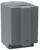 Grijze rechthoekige container met deksel en kleine steunpootjes aan de onderkant, mogelijk een opbergdoos of afvalbak.