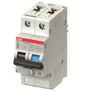 Een tweepolige automatische schakelaar met tuimelschakelaar in de 'UIT'-positie, geschikt voor gebruik in elektrische schakelinstallaties.