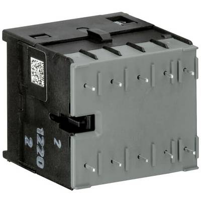 Een zwart en grijs elektronisch onderdeel met metalen contacten en een QR-code aan de zijkant.