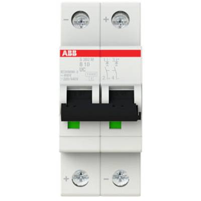 Een tweepolige installatieautomaat van het merk ABB met groene en zwarte schakelknoppen. Opschrift 'B20 3kA' zichtbaar.