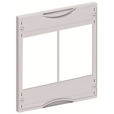 Tweevoudige kunststof frame met afgeronde hoeken, lichtgrijs, geschikt voor wandmontage van schakelaars of stopcontacten.