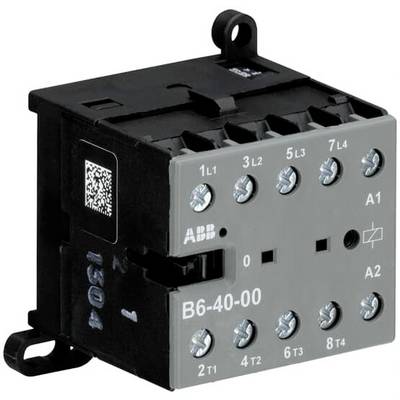 Een zwarte elektrische schakelaar met meerdere aansluitingen, voorzien van de aanduiding 'B6-40-00', en een QR-code aan de linkerkant.