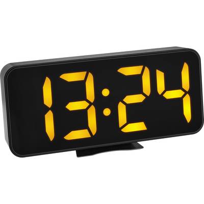 Digitale klok met oranje cijfers toont 13:24.