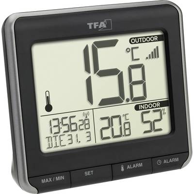 TFA Dostmann PRIO Draadloze thermometer digitaal Zwart, Wit
