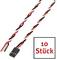 Twee gevlochten kabels in rood, wit en zwart met stekker. Tekst: '10 stuks'.