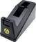 Een zwarte plakbanddispenser met ESD-symbool aan de voorkant, dat elektrostatische ontlading voorkomt.